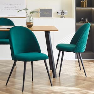 4-Pack Green Velvet Dining Chairs with Black Metal Legs, Set of 4 Chairs