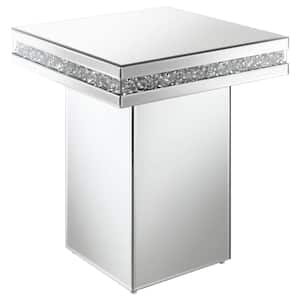 Elora 19.75 in. Mirrored Pedestal Square Wood Top Accent Table