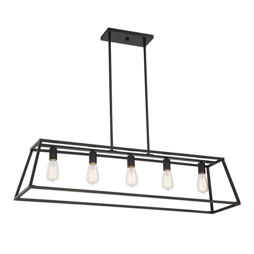 Denton Classic Bronze 44" Linear Chandelier with 5-Light Design