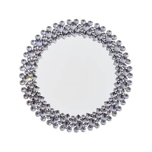 17.7 in. W x 17.7 in. H Round Mirrors for Wall Decor Crystal Decorative Wall Mirror for Living Room