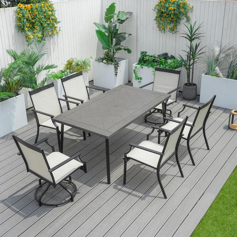 Celling Black 7-Piece Metal Rectangular Outdoor Dining Set price history on PriceWatchPro