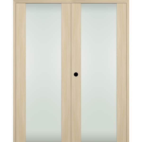 Belldinni Vona 202 48"x80" Right Hand Active Full Lite Frosted Glass Loire Ash Composite Wood Double Prehung French Door