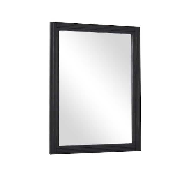 Black 24 in. W x 36 in. H Rectangle Wood Framed Wall Mirror Vanity Mirror