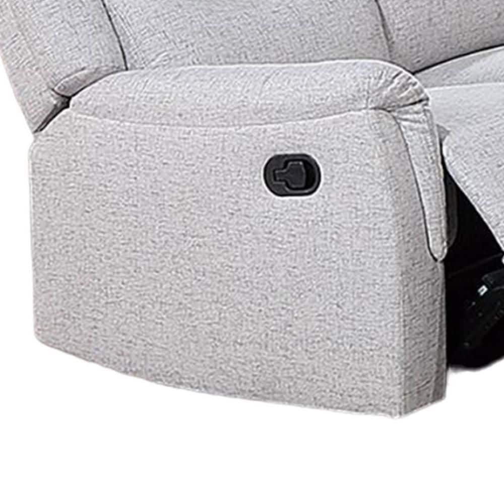 Sincere Bone White Fabric Reclining Sofa with Pillow-top Armrests