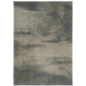 Apex Beige/Blue 7 ft. x 10 ft. Distressed Ombre Abstract Polyester Indoor Area Rug