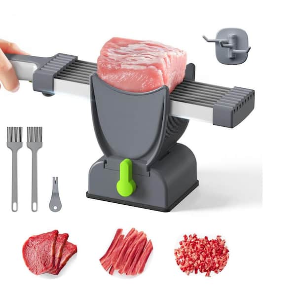 調理器具 MEAT SLICER Wudkey Stainless Steel Gray Fresh Meat Slicer, Manual Meat Cutter