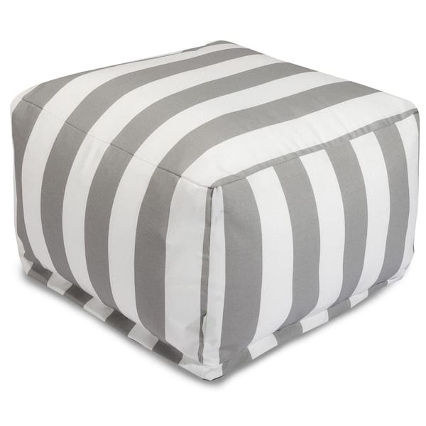 Majestic Home Goods Gray Vertical Stripe Outdoor Ottoman Cushion