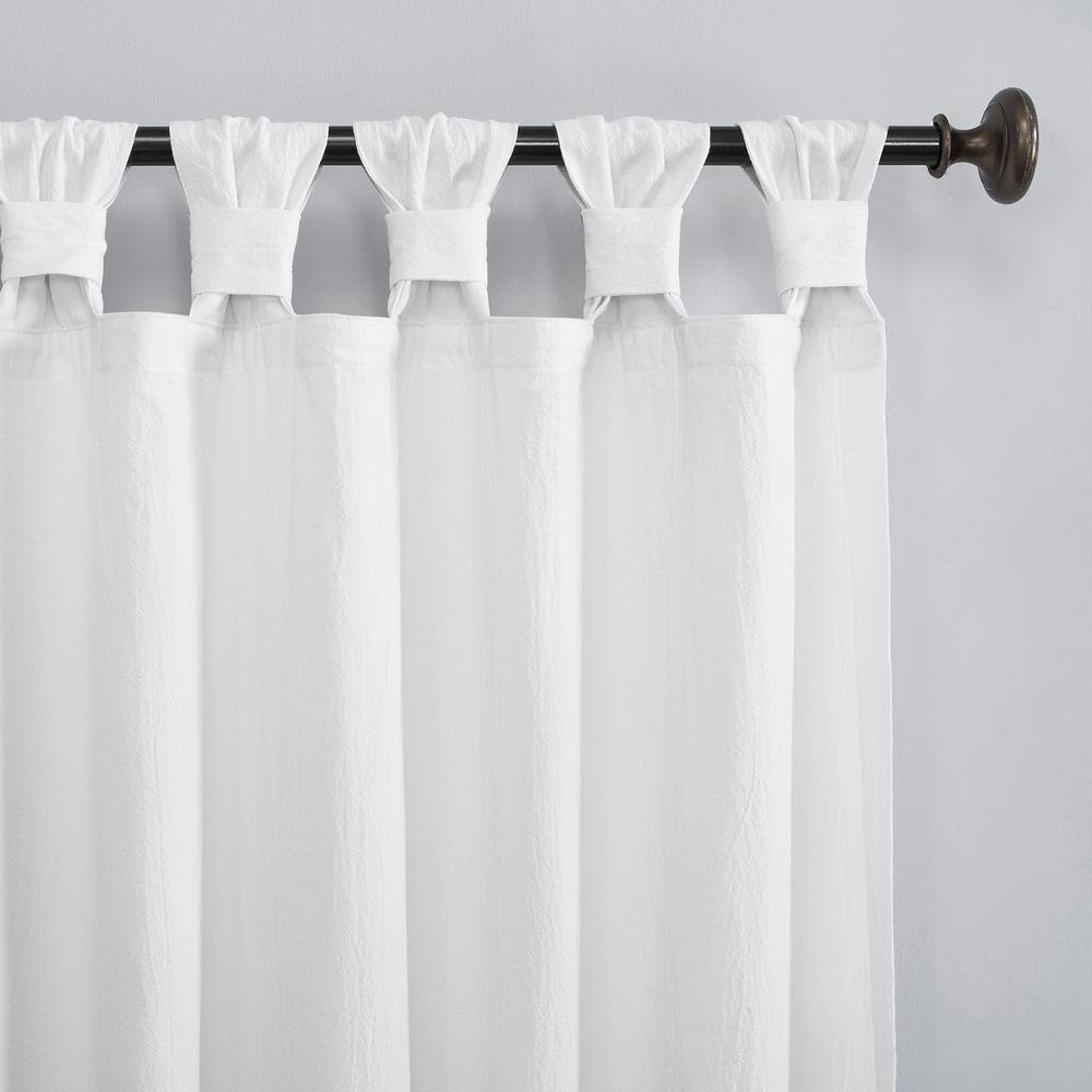 White Sheer Cotton Tab Top Window Panel, 52" x 95"