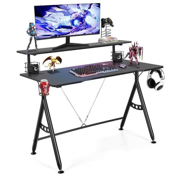 Costway 48'' K-shaped Gaming Desk Computer Table With Cup Holder