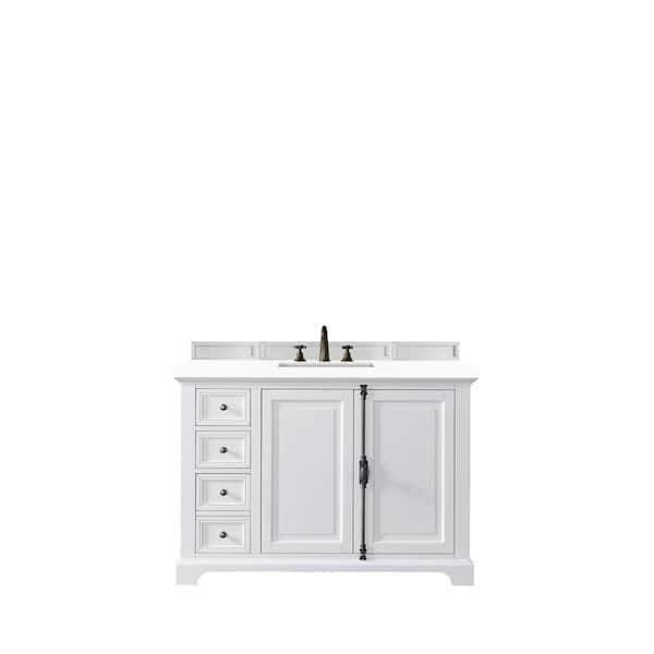 James Martin Vanities Providence 48 in. W x 23.5 in.D x 34.3 in.H Single Bath Vanity in Bright White with Quartz Top in Classic White
