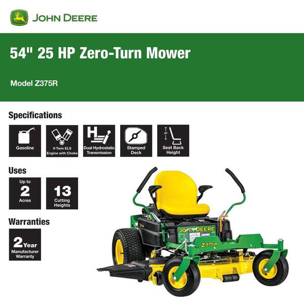 John Deere Z375R 54 in. 25 HP Gas Dual Hydrostatic Zero Turn