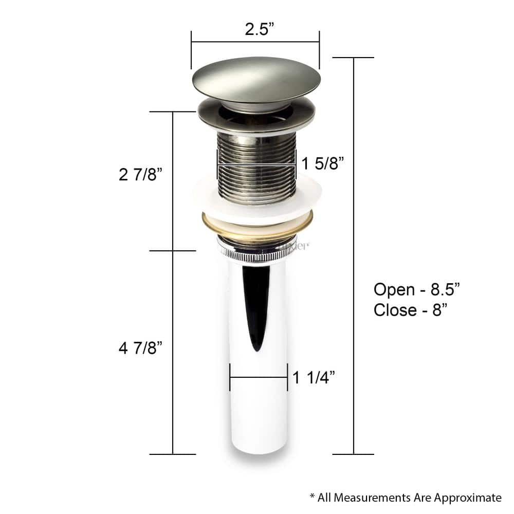 Brushed Nickel Bathroom Sink Push Pop-Up Drain Stopper