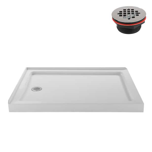 NT-522-424-LF 42 in. L x 34 in. W Corner Acrylic Shower Pan Base, Glossy White with Left Drain, ABS Drain Included