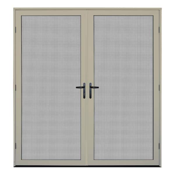Unique Home Designs 72 in. x 80 in. Almond Surface Mount Ultimate Security Screen Door with Meshtec Screen