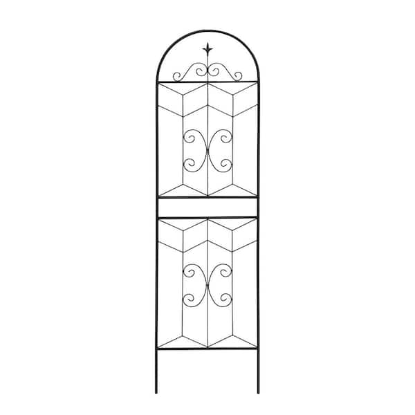 cenadinz 71 in. Black Iron Garden Trellis Outdoor Climbing Plant/Flower Support (2-Pack) Simple Arc Design