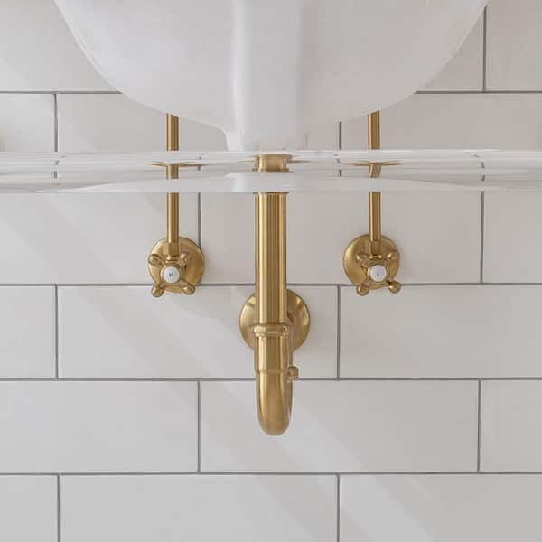 Empire 30 in. Acrylic Wash Stand Legs with Satin Brass Connectors and P-Trap Kit Empire 30 in. Acrylic Wash Stand Legs with Satin Brass Connectors and P-Trap Kit