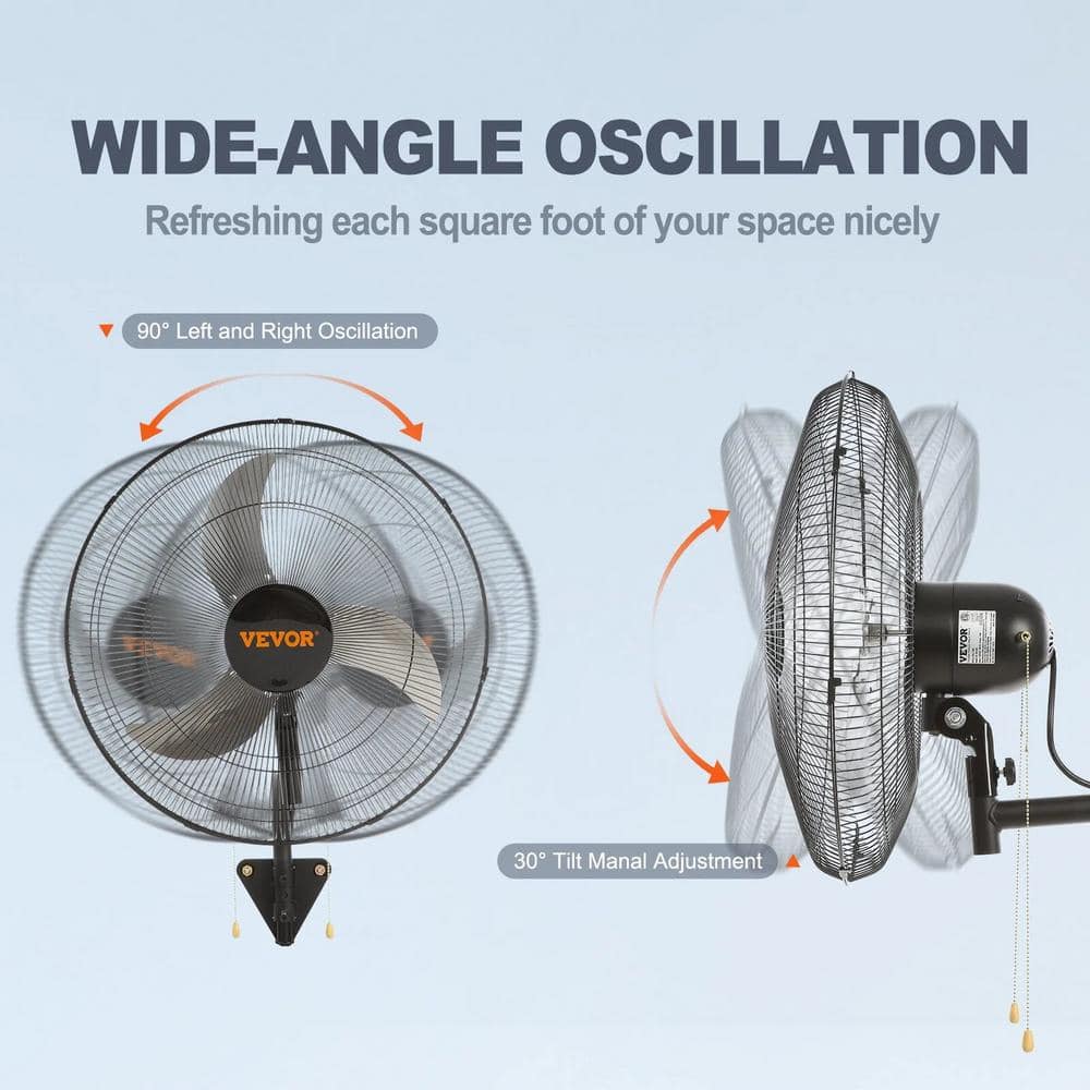 VEVOR 18'' Black Oscillating Wall Mounted Industrial Fan