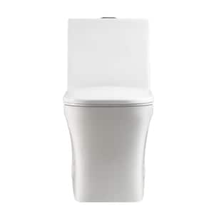 Swiss 12 in. Rough-In 1-piece 0.8/1.28 GPF Dual Flush Elongated Toilet in White, Seat Not Included