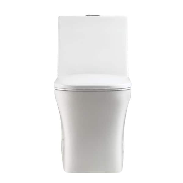 Eviva Swiss 12 in. Rough-In 1-piece 0.8/1.28 GPF Dual Flush Elongated Toilet in White, Seat Not Included