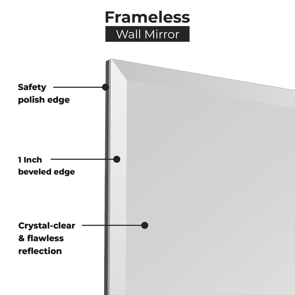 Sleek 18" x 40" Frameless Rectangular Polished Wall Mirror