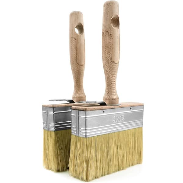 4.5 in. Large Limewash Paint Brush Set - Deck Stain Brush Applicator for Wall, Wood, Fence, and Floor Painting (2-Pack)