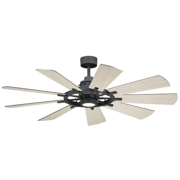 KICHLER Gentry 60 in. Indoor Weathered Zinc Downrod Mount Ceiling Fan with Integrated LED with Wall Control Included