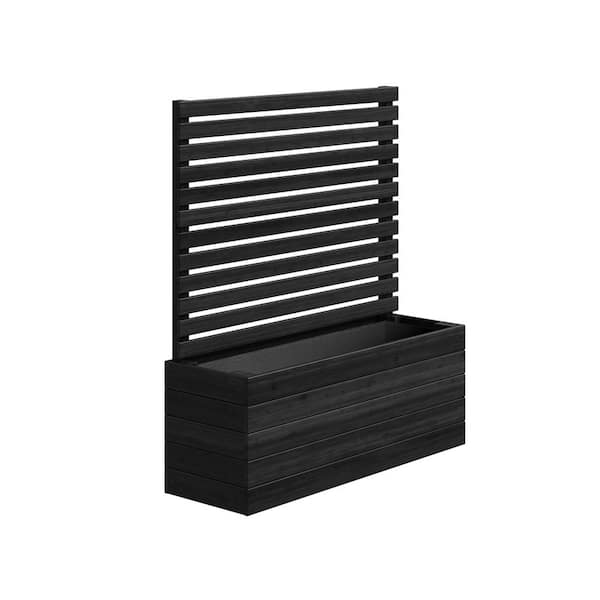 Tacoma 4 ft. H x 3.5 ft. W x 1.2 ft. L Cedar Wood Charcoal Flat Top Privacy Fence Screen Panel with Planter Box