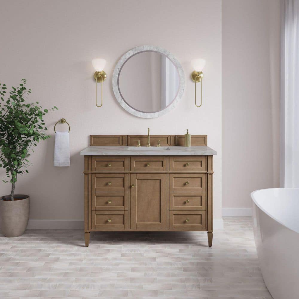 Brittany 48.0 in. Single Bath Vanity in Pecan with Victorian Silver Wireless Charging Quartz Top price history on PriceWatchPro