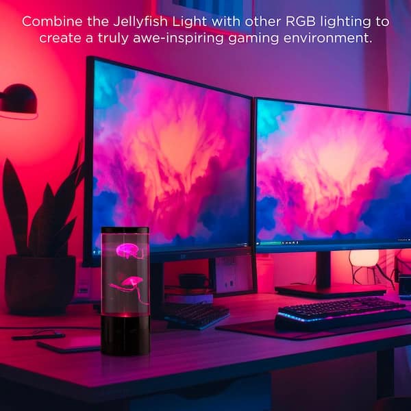 9 in. Black Indoor Jellyfish Table Lamp with RGB LED