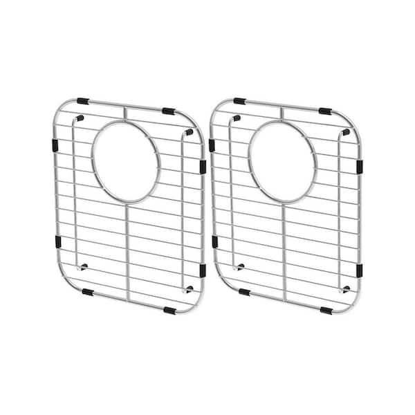 13.2 in. L x 11.6 in. W Sink Protector Grid Stainless Steel Universal Double Bowl Bottom Rack Rear Drain 2 Pack