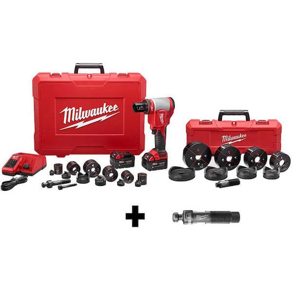 Milwaukee M18 18V Lithium-Ion 1/2 in. to 4 in. Force Logic High Capacity Cordless Knockout Tool Kit with Die Set and Draw Stud