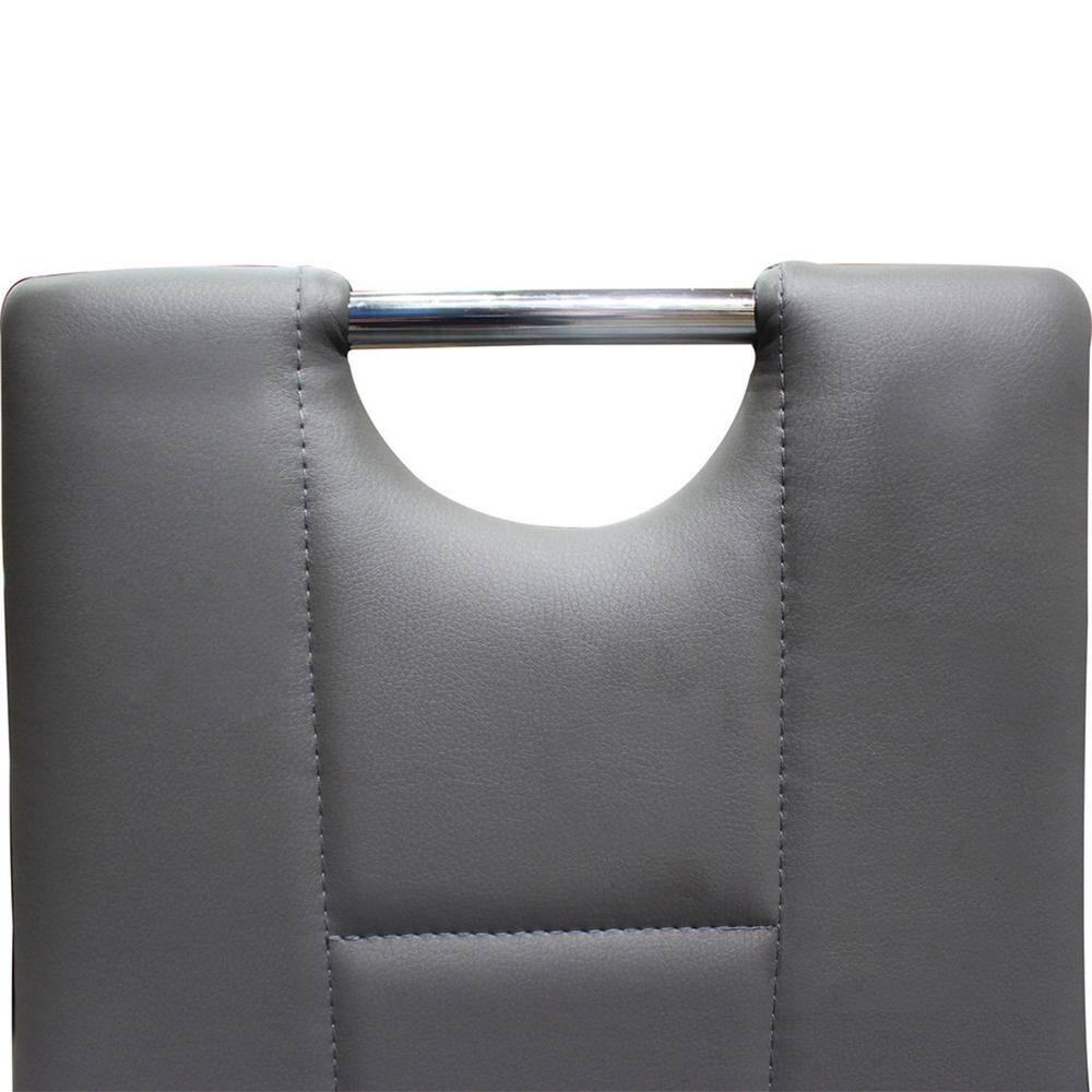 Gray Faux Leather Chrome Parsons Side Chair Set