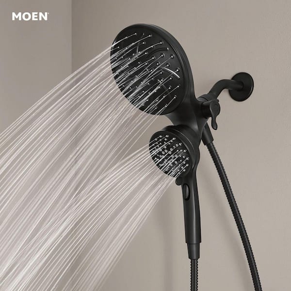 Attract with Magnetix 6-Spray 6.75 in. Dual Wall Mount Fixed and Handheld Shower Head 1.75 GPM in Matte Black