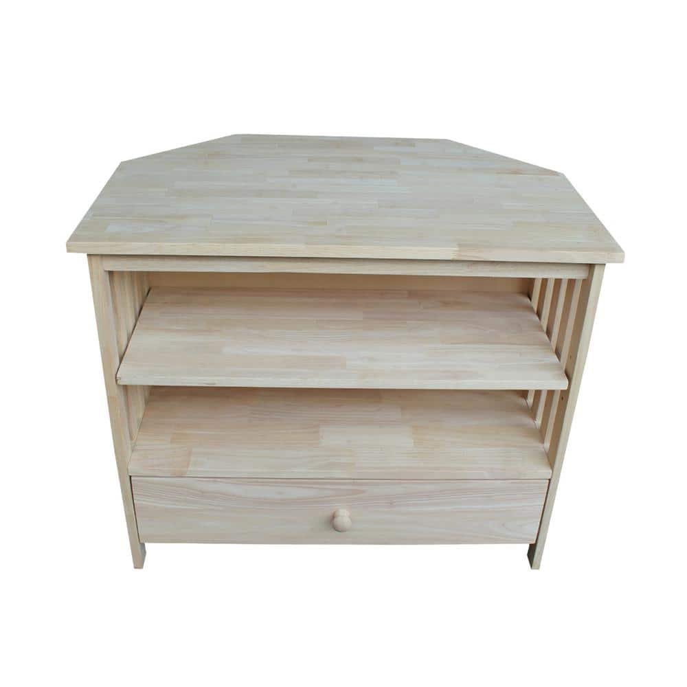 Solid Wood Unfinished Mission Corner TV Stand, 38"