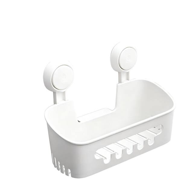 Wudkey White Bathroom Shower Caddy with Suction Cup, Removable Bathroom ...