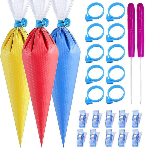 122-Pack 14 in. Tipless Disposable Piping Pastry Bags Decorating Set with Accessories for Royal Icing and Cookies