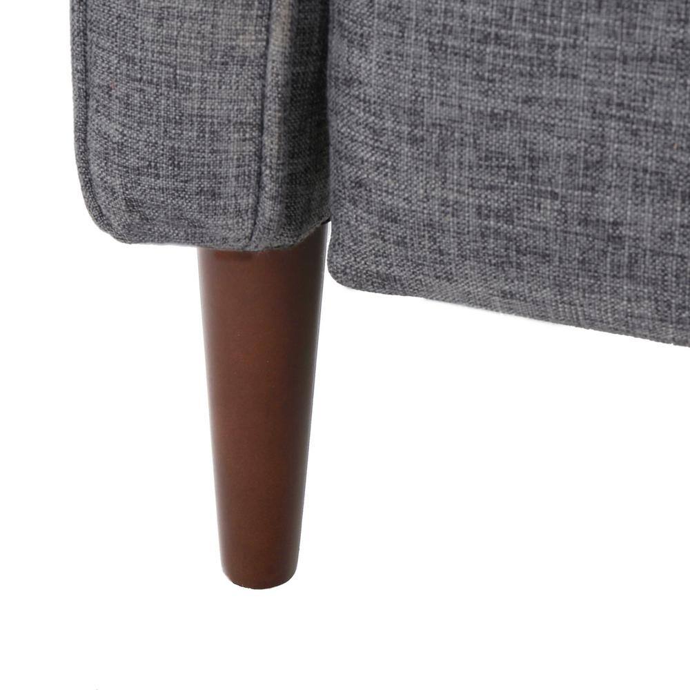 Gray Mid-Century Birch Wood Recliner with Tufted Back