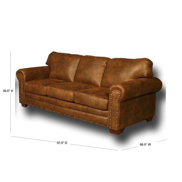 American Furniture Classics Buckskin 88 In Brown Pinto Microfiber 3 Seater English Rolled Arm Sofa With Removable Cushions 8503 20 The Home Depot