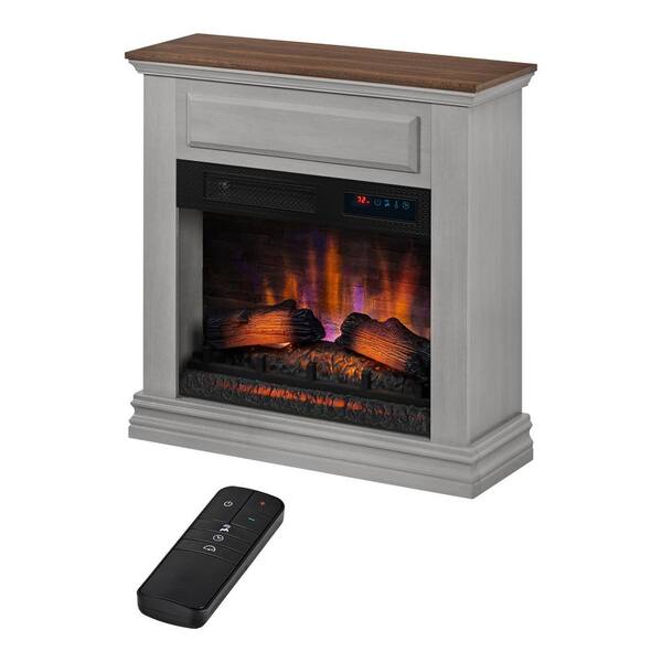 StyleWell Wheaton 31 in. W Freestanding Wooden Infrared Electric Fireplace  in Gray 150458 - The Home Depot