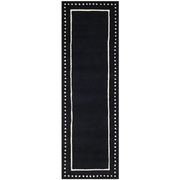 Bella Black/Ivory 2 ft. x 8 ft. Dotted Border Runner Rug
