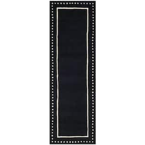 Bella Black/Ivory 2 ft. x 9 ft. Dotted Border Runner Rug