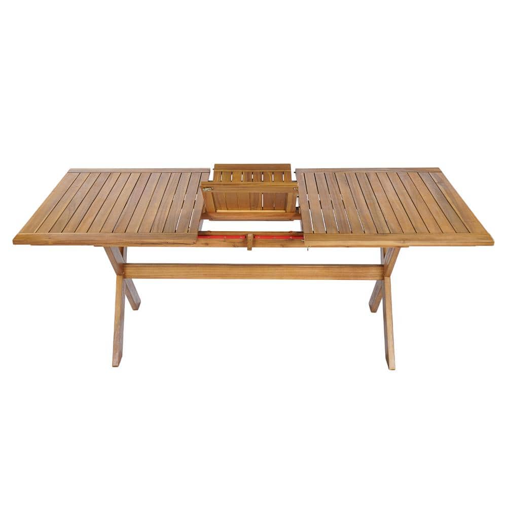 "60""-76"" Acacia Wood Outdoor Dining Table,Telescopic Table Ideal for Patio & Garden Gatherings,Teak Finish" price history on PriceWatchPro