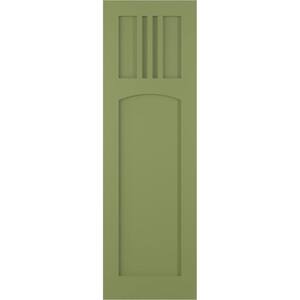 15 in. x 79 in. PVC True Fit San Miguel Mission Style Fixed Mount Flat Panel Shutters Pair in Moss Green