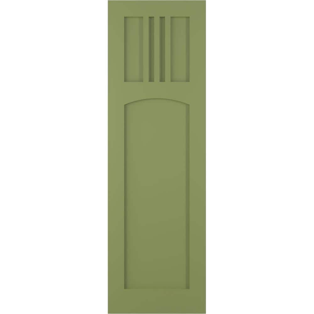 18 in. x 55 in. PVC True Fit San Miguel Mission Style Fixed Mount Flat Panel Shutters Pair in Moss Green price history on PriceWatchPro