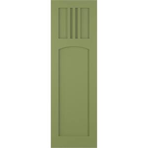 18 in. x 80 in. PVC True Fit San Miguel Mission Style Fixed Mount Flat Panel Shutters Pair in Moss Green
