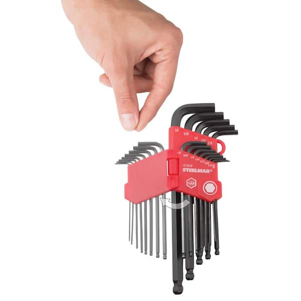 STEELMAN SAE / Metric Long Arm Ball End Hex Key Wrench Set (26-Piece) 41938  - The Home Depot