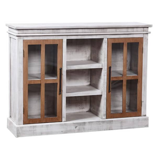 StyleCraft Franklin White and Stained Wood Accent Cabinet