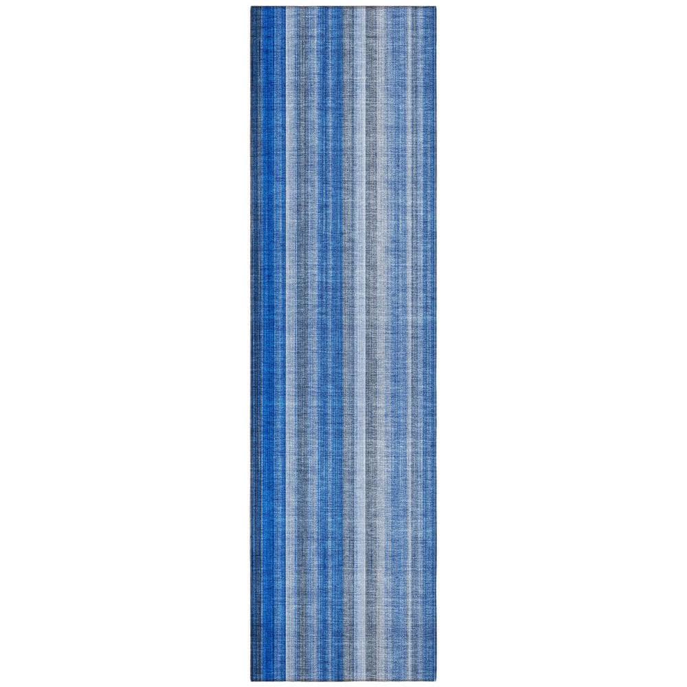 Blue 2 ft. x 8 ft. Woven Striped Runner Indoor/Outdoor Area Rug price history on PriceWatchPro