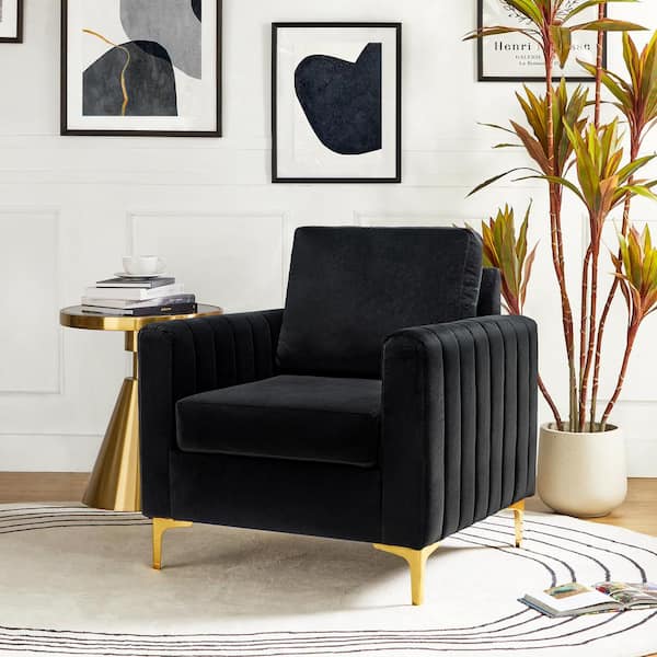 JAYDEN CREATION Ennomus Modern Black Polyester Club Chair Arm Chair with Removable Cushions