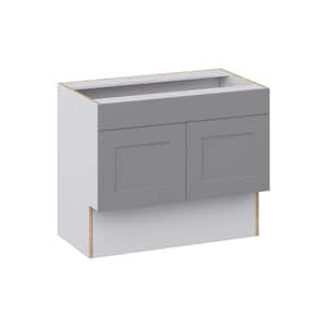 Bristol Painted Slate Gray Shaker Assembled 36 in.W x30 in.Hx 21 in.D ADA Remove Front Vanity Sink Base Kitchen Cabinet